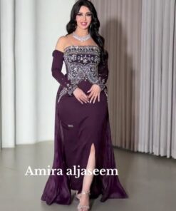 فستان سهرة فخم بلون بنفسجي غامق