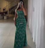 فساتين سهرة لون أخضر