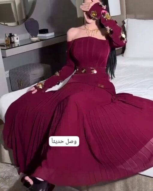 ⁦فستان سهرة لون نبيتي⁩ - الصورة ⁦5⁩