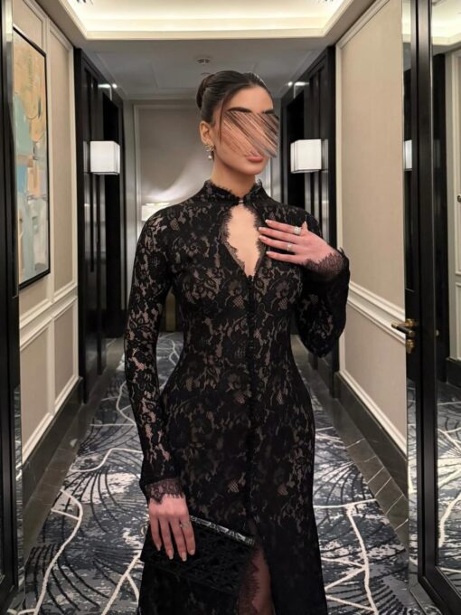 ⁦فستان سهرة أسود دانتيل⁩ - الصورة ⁦6⁩