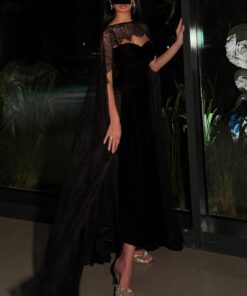 فستان سهرة شتوي أسود