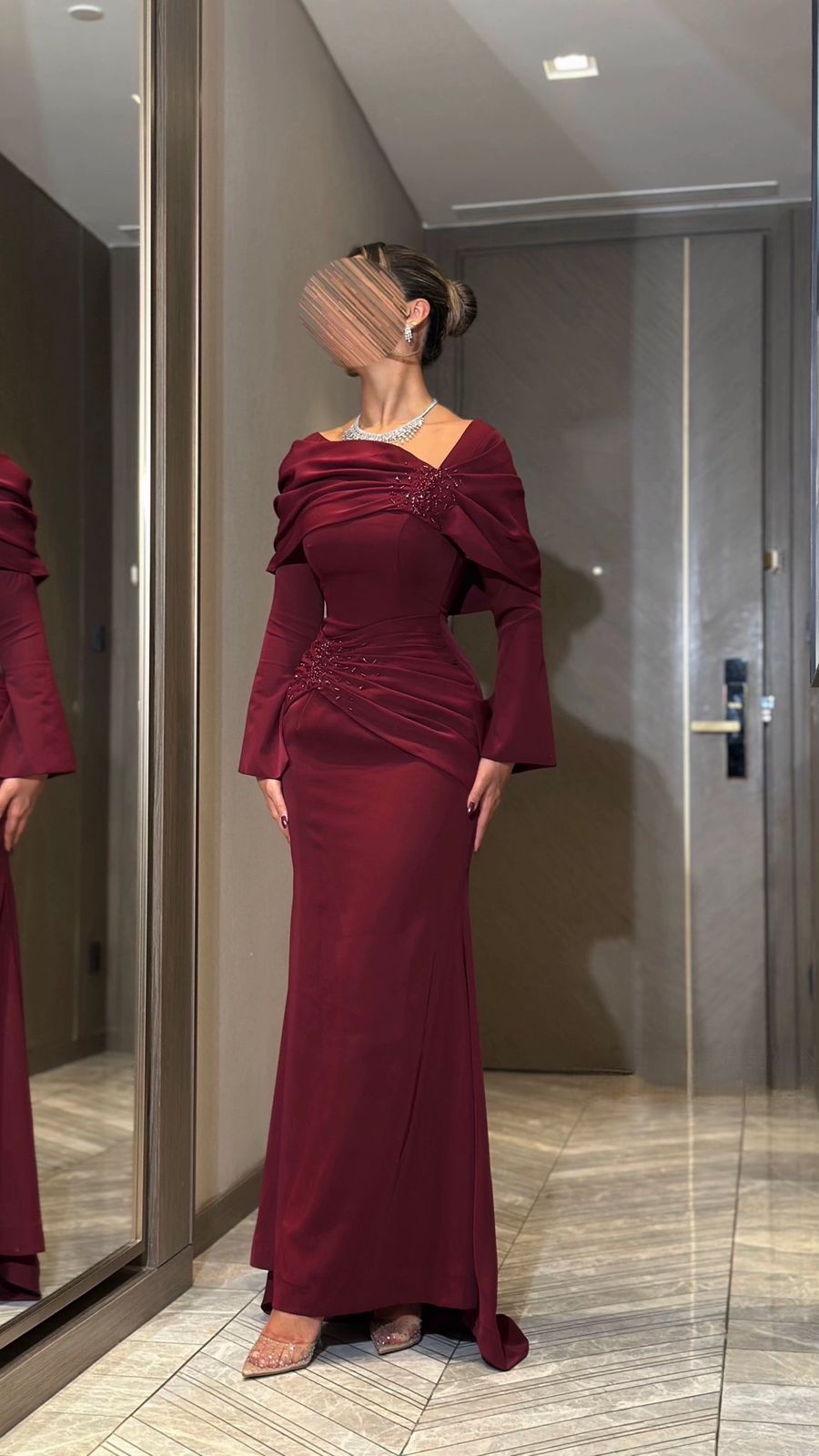 فساتين سهرة لون نبيتي