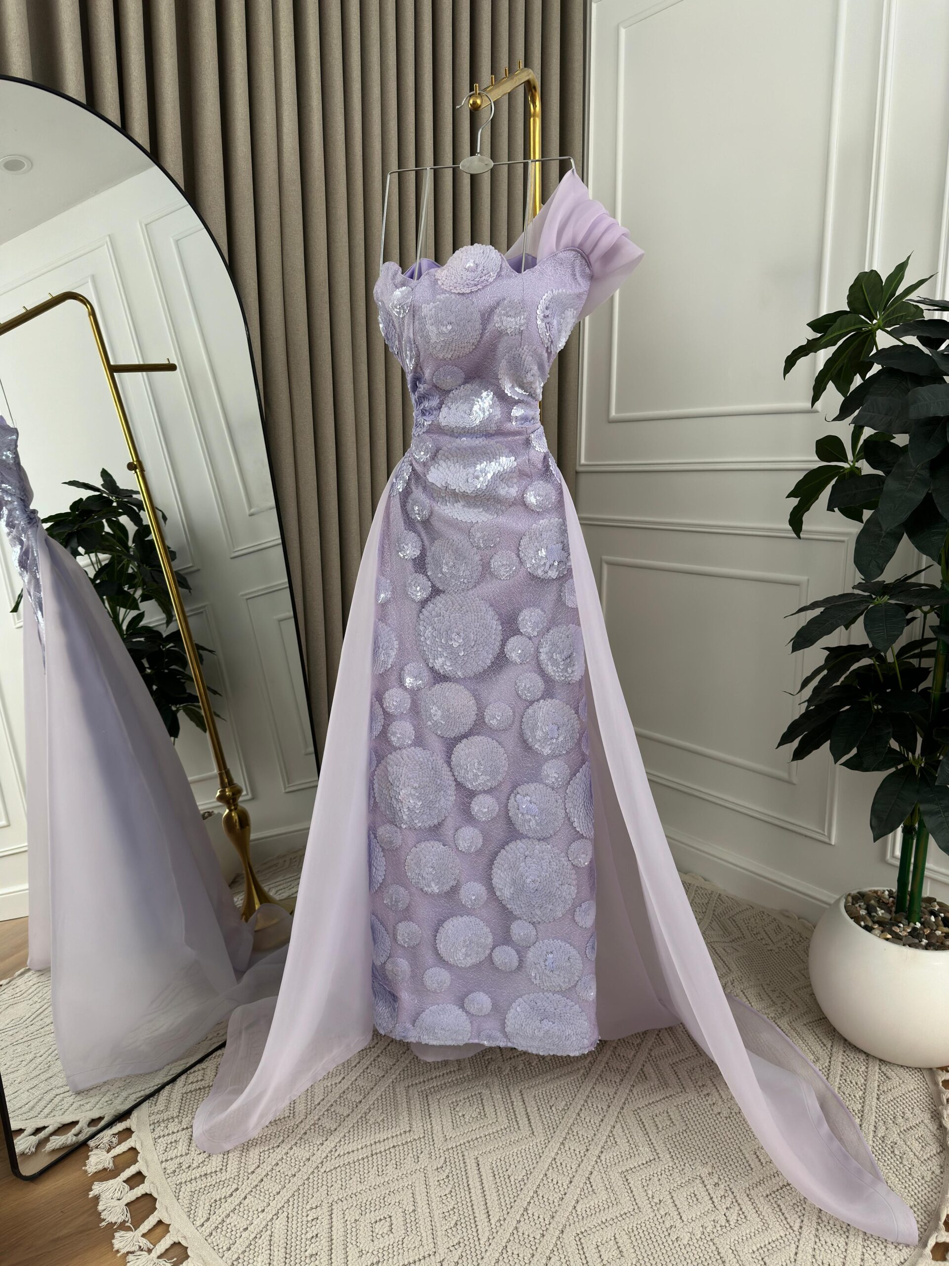 فستان سهرة موف بذيل طويل - الصورة 5