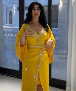 فستان سهرة لون أصفر
