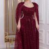 فستان سهرة لون عنابي