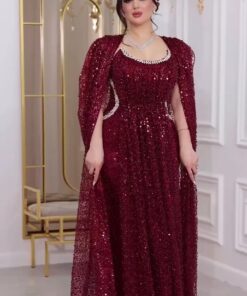 فستان سهرة لون عنابي