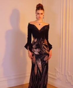 فستان أسود جوخ