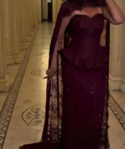 فستان سهرة لون نبيتي