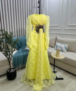 فستان سهرة لون أصفر
