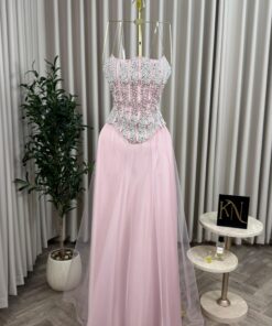 فستان سهرة وردي