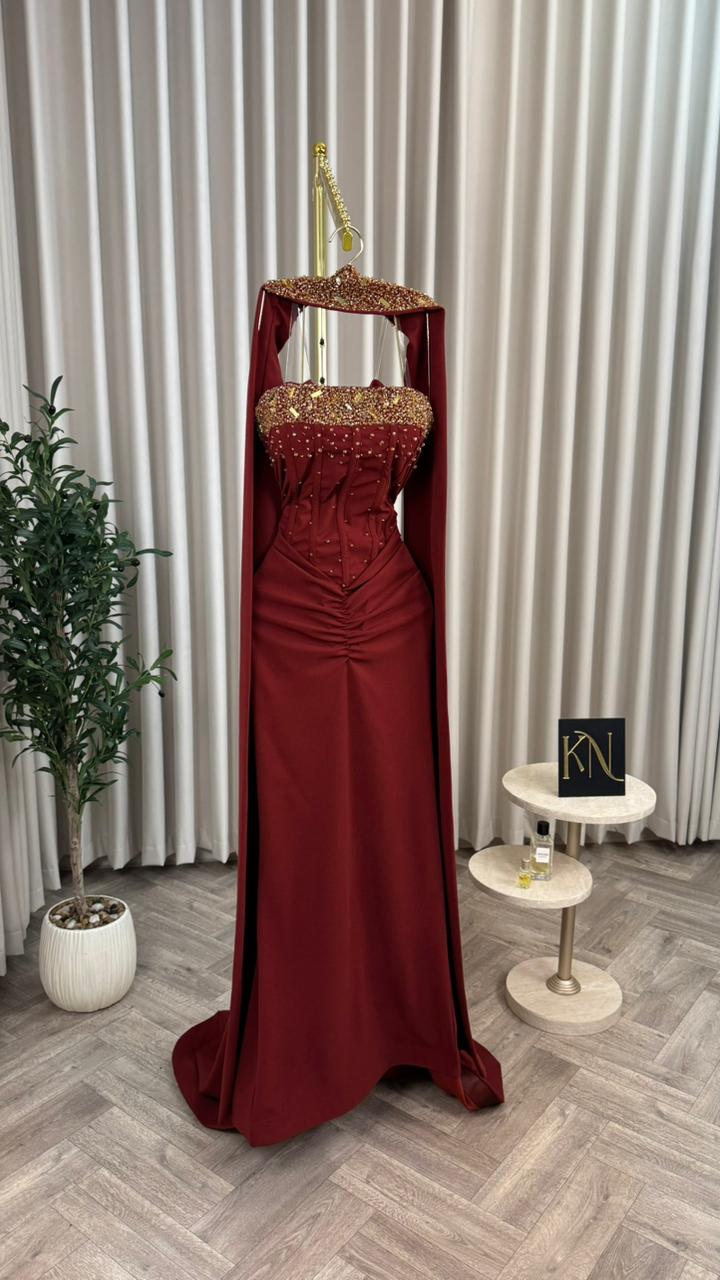 فستان سهرة لون نبيتي طويل - الصورة 2