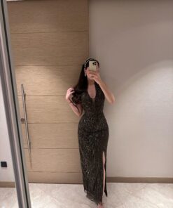 فستان سهرة لون زيتوني