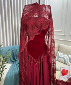 Alternative view of فستان سهرة جوخ مع شيفون