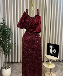 فستان سهرة عنابي