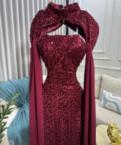 Alternative view of فستان سهرة ترتر عنابي