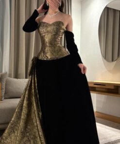 فستان سهرة جوخ أسود