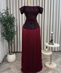 Alternative view of فستان خمري فاخر بتصميم مزدوج