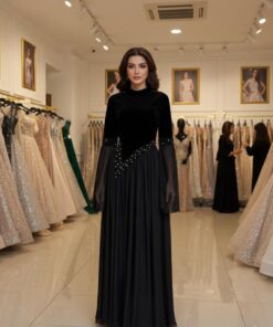 فستان سهرة قطيفة اسود