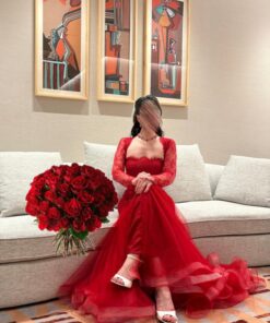 فساتين سهرة لون احمر