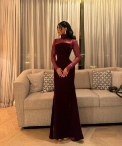 فستان سهرة مخمل طويل