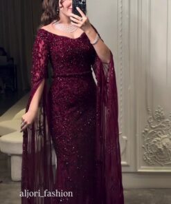 فساتين سهرة لون عنابي