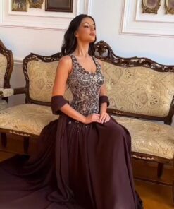 فساتين سهرة لون بني