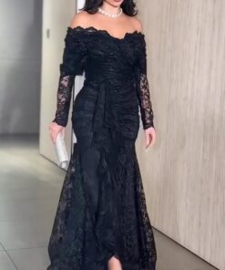 فستان سهرة أسود دانتيل