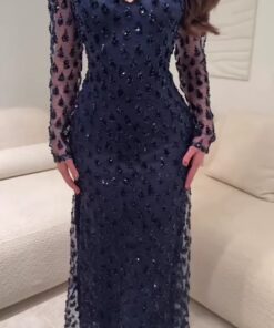 Alternative view of فستان سهرة لون أزرق داكن