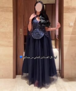 فستان سهرة لون أزرق داكن