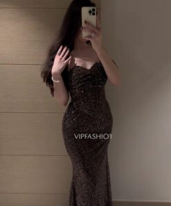 فستان سهرة لون بني