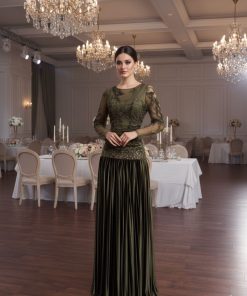 فساتين سهرة لون زيتوني