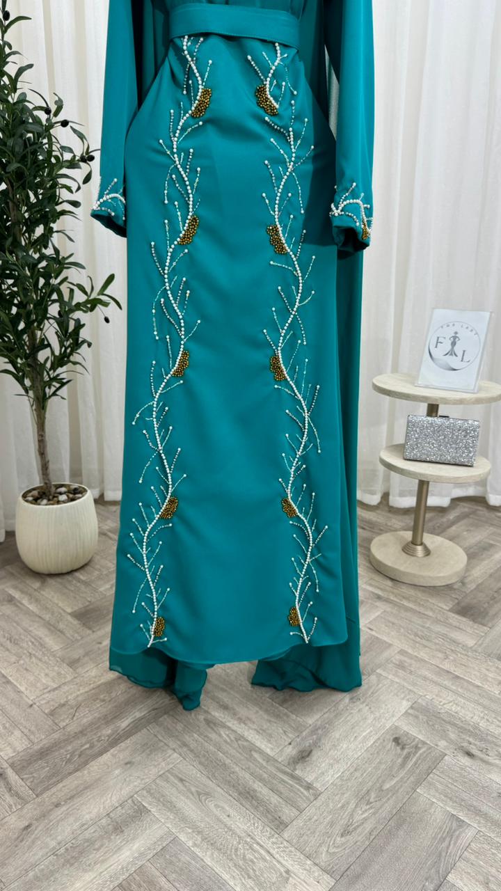 فستان بلون فيروزي جذاب - الصورة 2