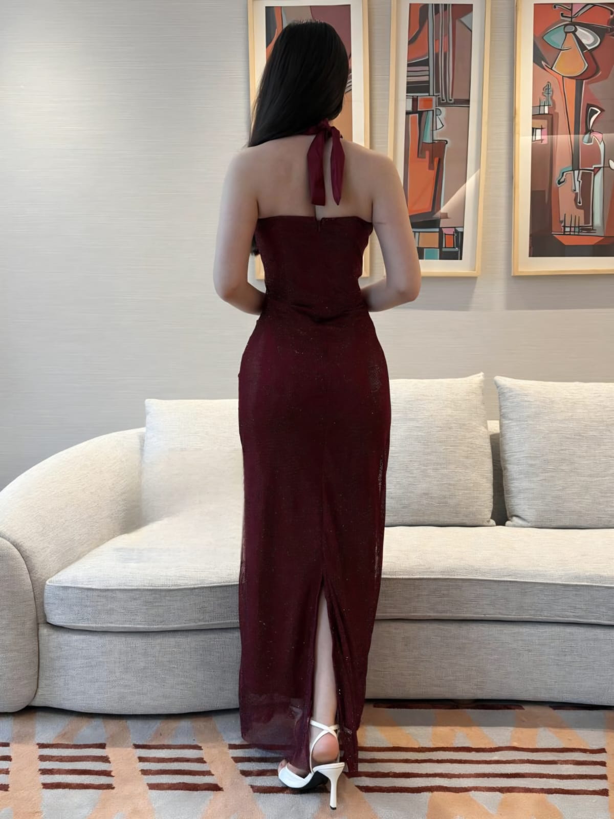 فستان سهرات مزخرف بأحجار لامعة - الصورة 3