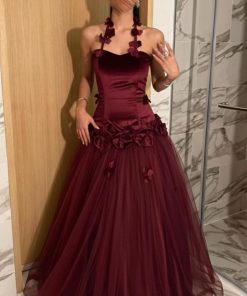 فستان سهرة مخمل مع جوخ