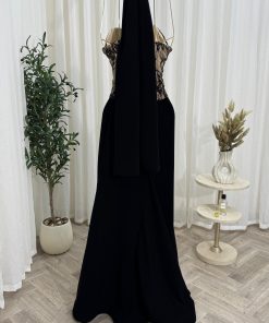 Alternative view of فستان سهرة أسود مزخرف تصميم أنثوي وفاخر للمناسبات