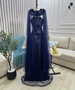 Alternative view of فستان سهرة أزرق تصميم فاخر للمناسبات الرفيعة