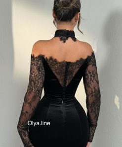 Alternative view of فستان سهرة بلون أسود مخمل