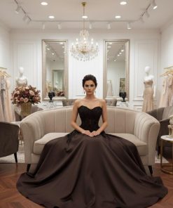 فستان سهرة لون بني طويل