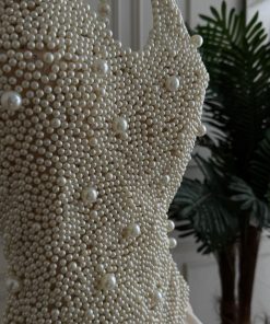 Alternative view of فستان سهرة بيج مزين بتطريزات لؤلؤية