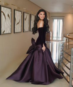 Alternative view of فستان سهرة جوخ مع مكيادو