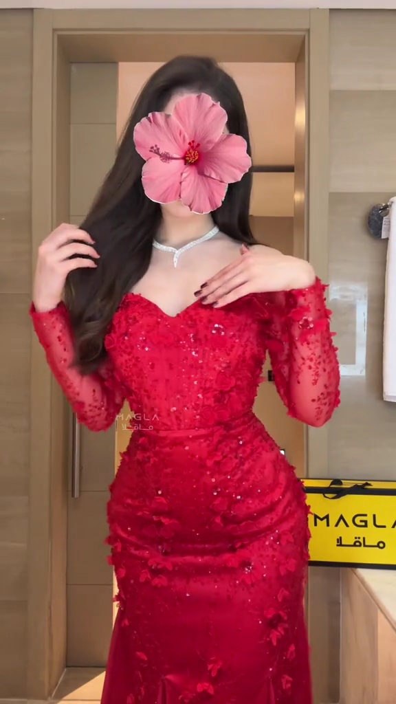 فستان أحمر فاخر إطلالة أنثوية راقية" - الصورة 5