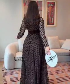 Alternative view of فستان سهرة جوخ بني