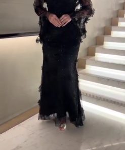 فستان سهرة دانتيل أسود