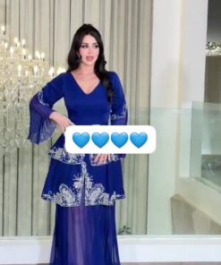 فستان سهرة طويل مزخرف بالخرز من روزيتا – اللون الأزرق الملكي