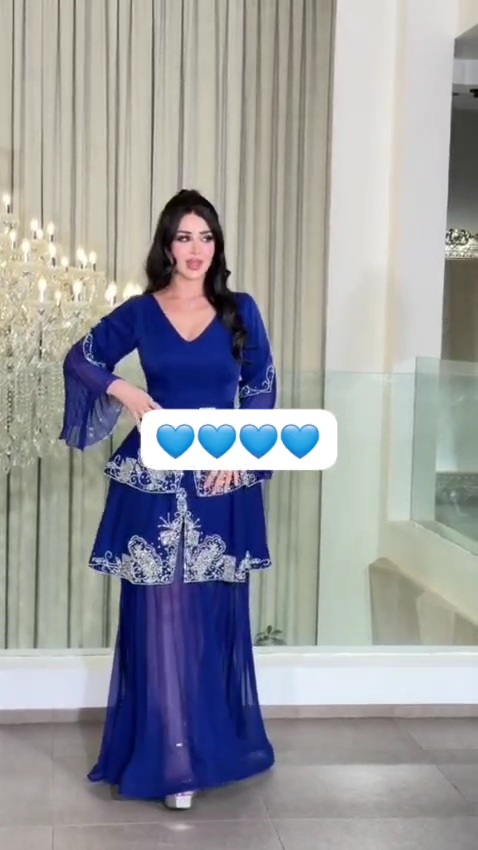 فستان سهرة طويل مزخرف بالخرز من روزيتا – اللون الأزرق الملكي