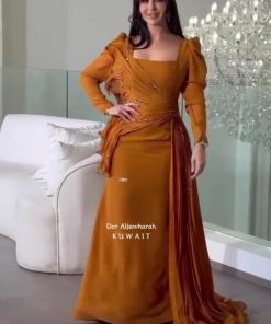 فستان سهرة اصفر داكن