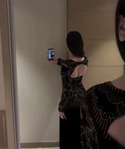 Alternative view of فستان صدريه قطيفه تطريز خرز ولول بطانه باربي تنوره مخمل كوري كلوش