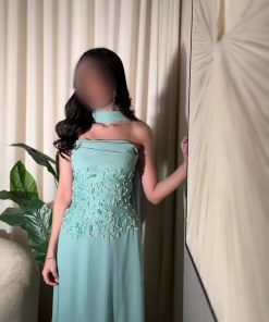 فستان سهرة أخضر فاخر مزين بالكريستال – متجر روزيتا السعودي