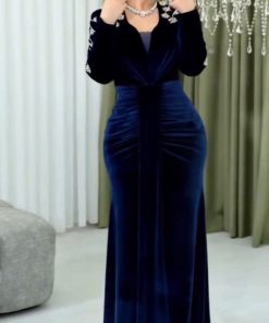 فستان سهرة مخمل شتوي