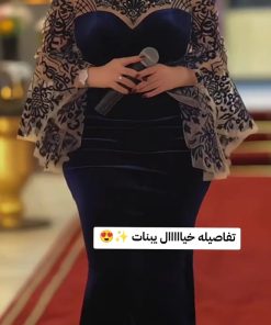 فستان سهرة مخمل كحلي